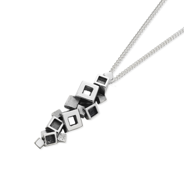 Karen Duncan Jewellery - Blocks Blackened Pendant on Chain