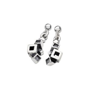 Karen Duncan Jewellery - Blocks Blackened Small Drop Earrings
