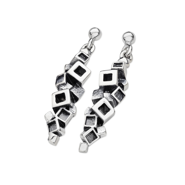 Karen Duncan Jewellery - Blocks Blackened Large Drop Earrings
